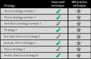 strategies selected with check marks